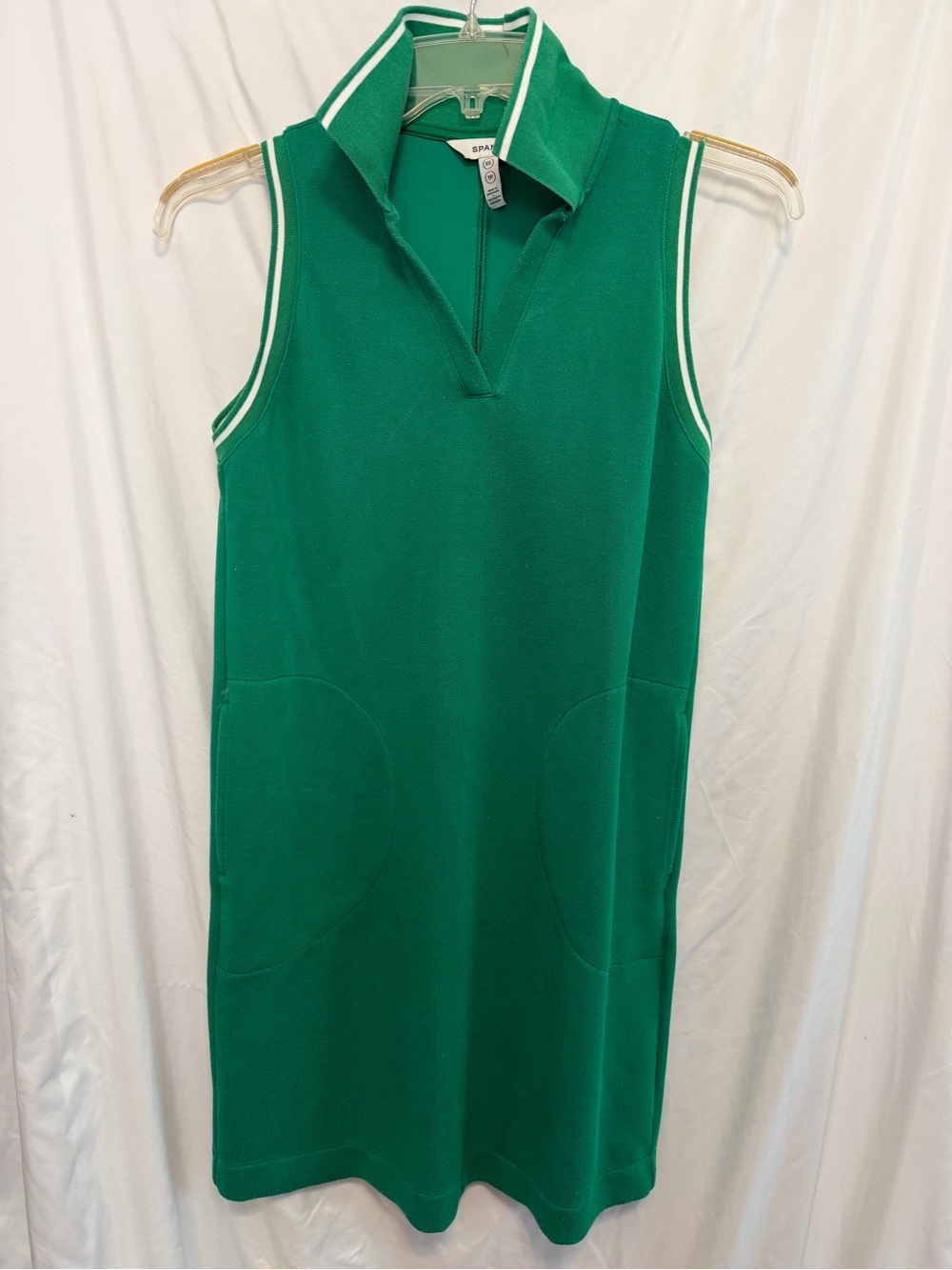 SPANX Green Sleeveless Polo Swim Cover Dress with White Trim